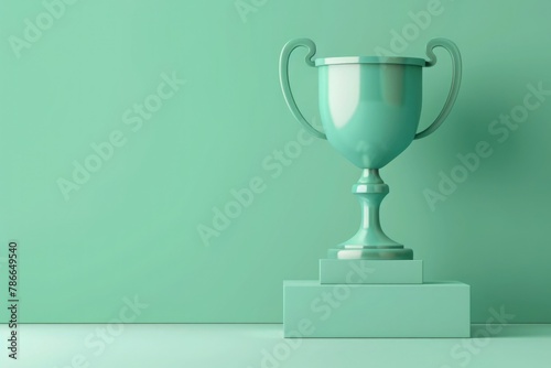 Light green trophy, concept of achievement, award and victory.