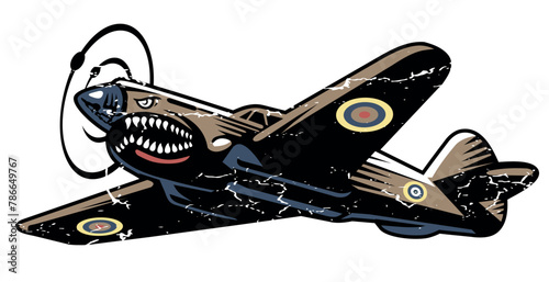 Vector illustration of old fighter plane.