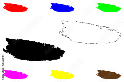 Brac island (Republic of Croatia, Dalmatian Archipielago, Adriatic Sea) map vector illustration, scribble sketch Brač map
