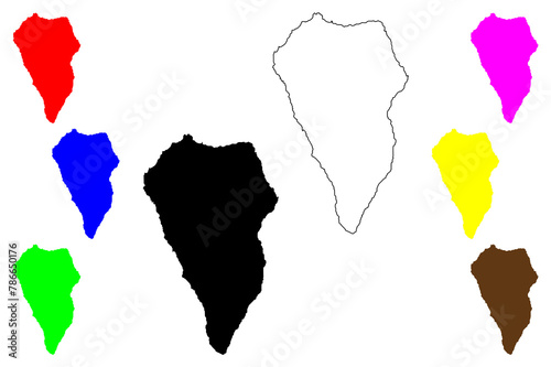 La Palma island (Canary Islands archipelago, Kingdom of Spain) map vector illustration, scribble sketch San Miguel de La Palma map