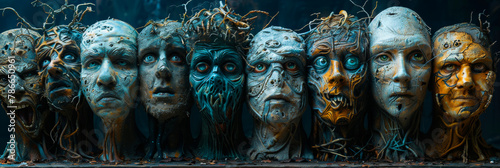 Darkness Erupts. Multiple Scary Faces Revealed © EwaStudio