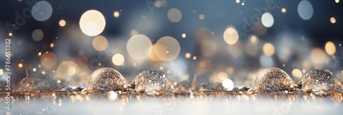 silver glitter with bokeh and shiny white crystals abstract background 
