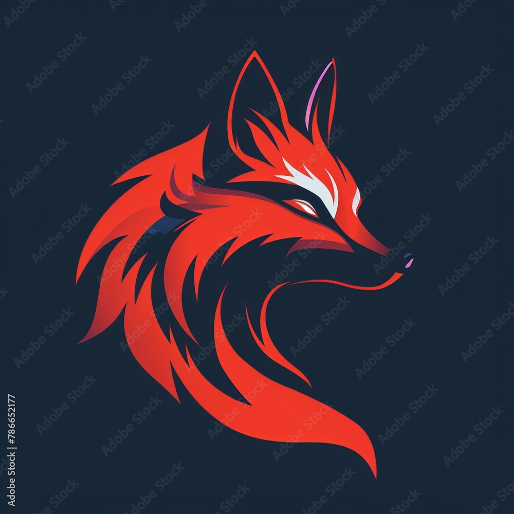 Naklejka premium Clever Fox Logo Featuring Fiery Red and Midnight Blue Accents