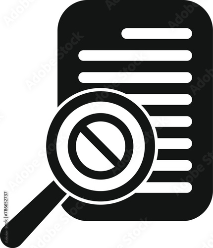 Search error in disclaimer icon simple vector. Term notice. Credit deny request