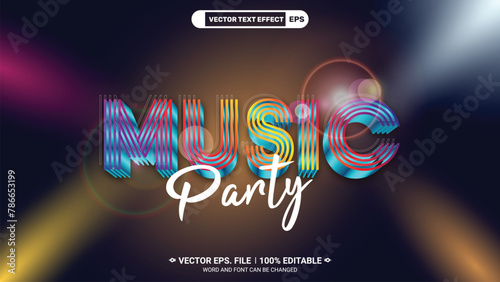 Music party club futuristic style 3d editable vector text effect