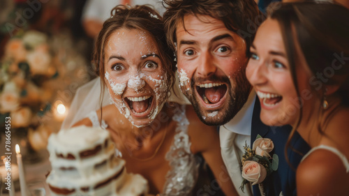 Having His Cake and Wearing it too.  The Fun Side of a Wedding Reception photo