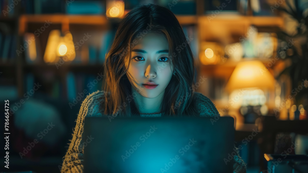 Woman Working into the Night Woman Working into the Night