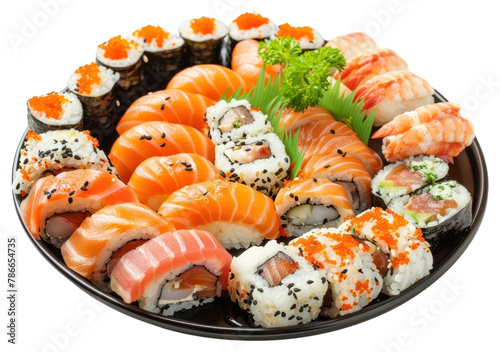 PNG Sushi on plate platter produce grain