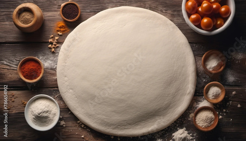 Circle pizza dough ready tu put ingridients on it, ai