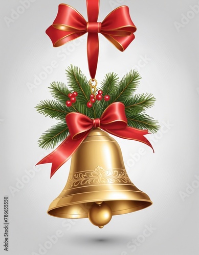 Christmas bell with red ribbon in Bright Colours 