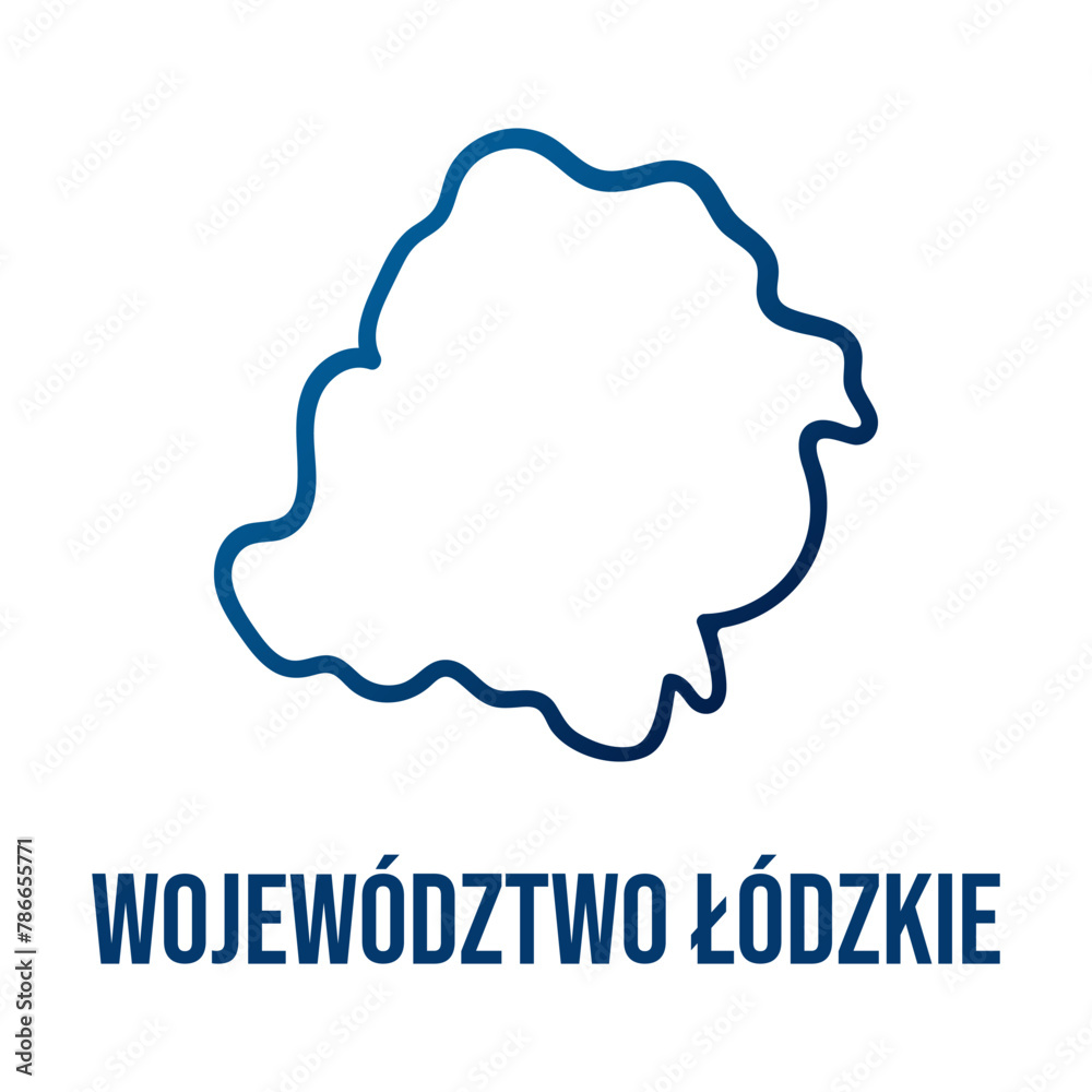  Łódź Voivodeship (Województwo łódzkie) outline isolated map - obrazy, fototapety, plakaty 