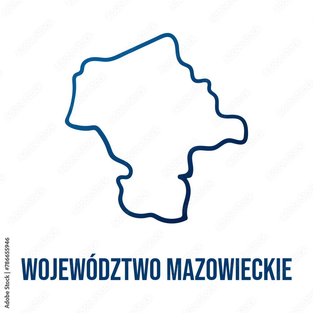 Masovian Voivodeship (Województwo mazowieckie) simplified outline map