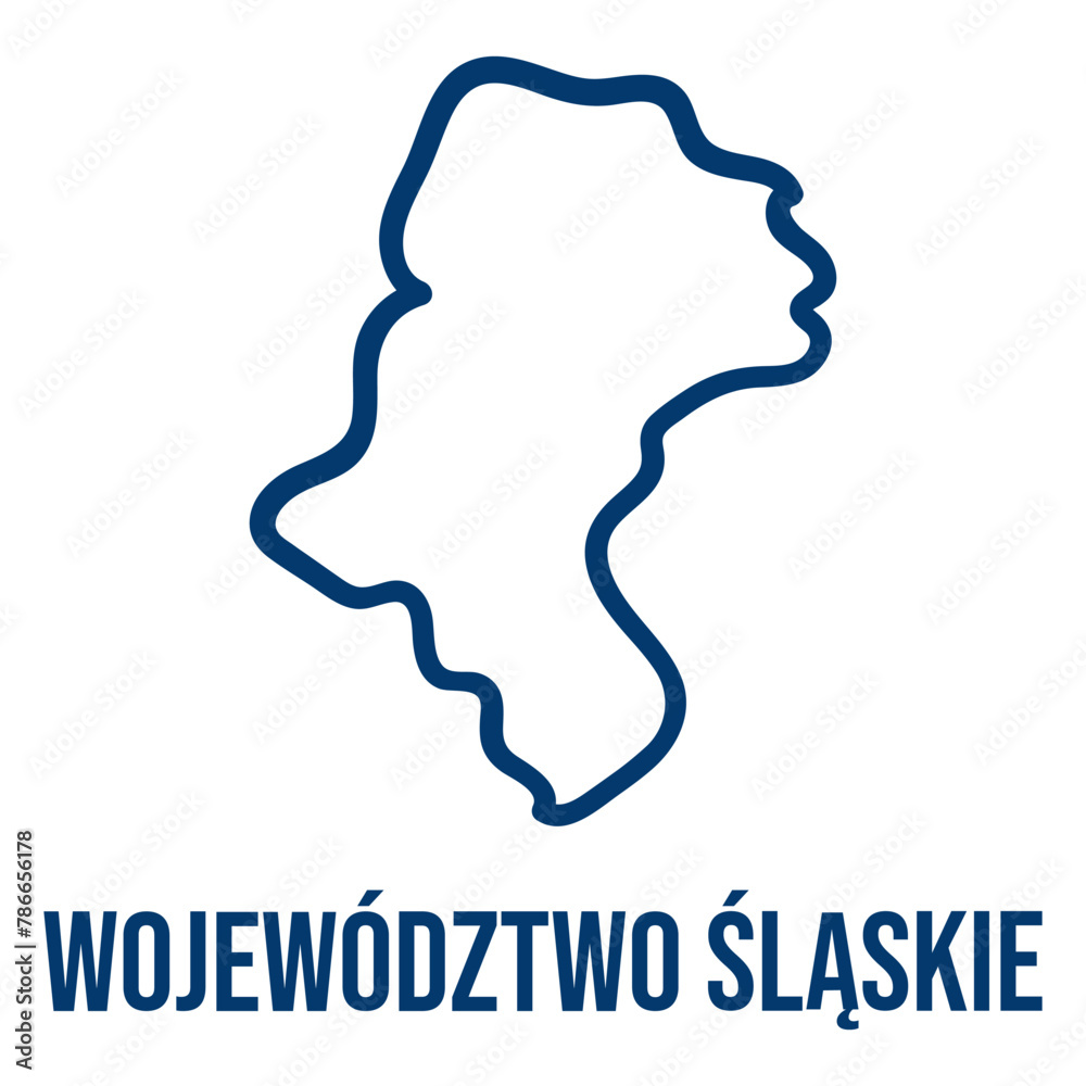 Silesia Province (Województwo śląskie) simplified outline map. Vector