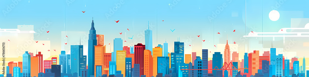 Geometric city background with a beautiful skyline Geometric city background with a beautiful skyline