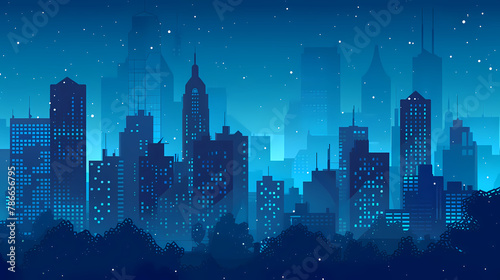 Night over the city background with a beautiful skyline #786656795