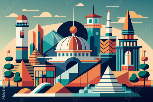 Abstract mosque illustration forms of architecture