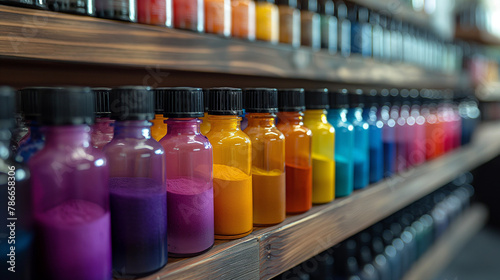 Vibrant Ink Selection: Shelves stocked with an extensive array of vibrant tattoo inks in every hue of the rainbow offer clients endless possibilities for color palettes and shading