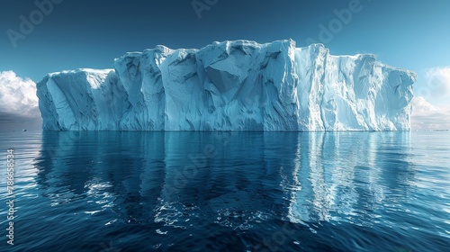 Antarctic sea iceberg floating for climate change and environmental conservation and ice melting and sea level due to ozone layer danger, wide banner poster with copyspace © mariodelavega