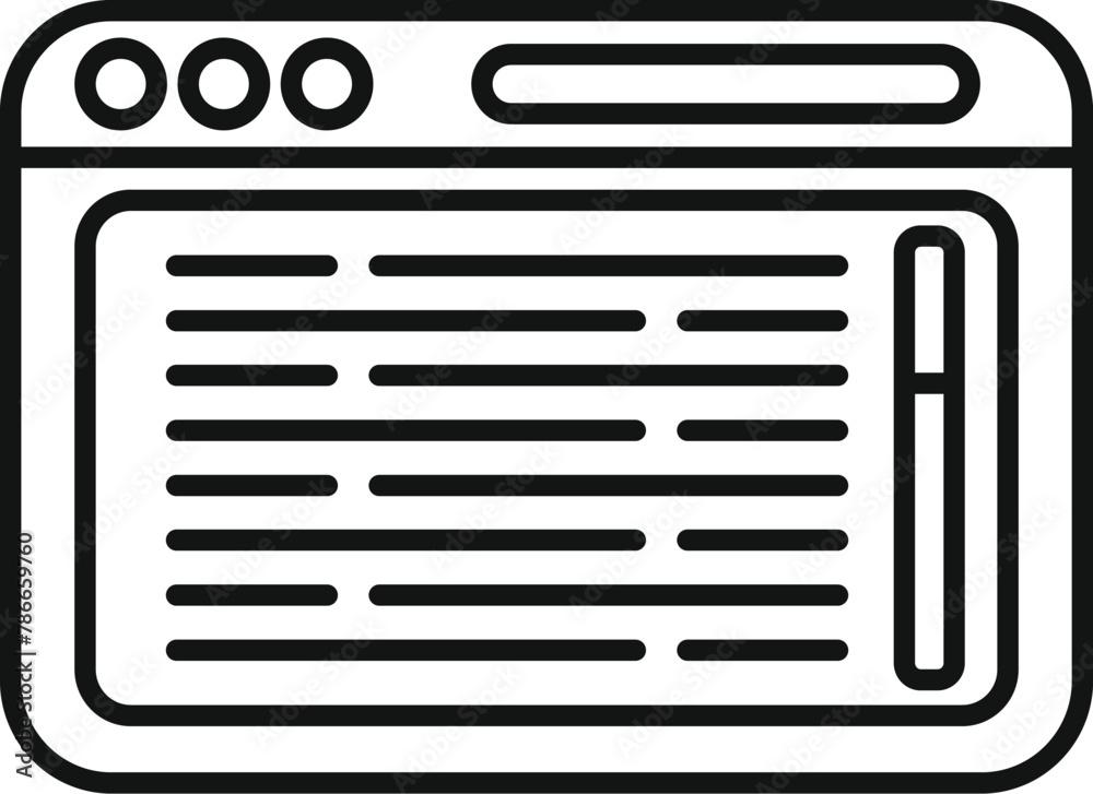 Online web disclaimer icon outline vector. Work check. Notice term error Online web disclaimer icon outline vector. Work check. Notice term error