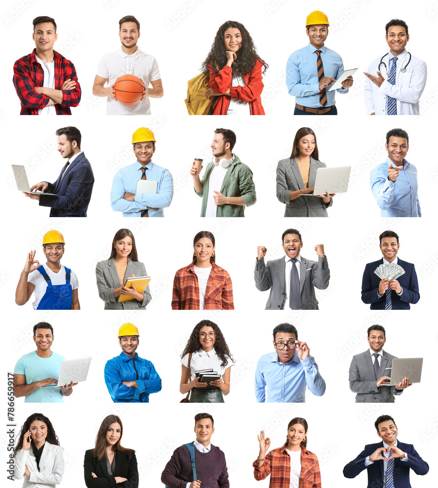 Collection of Indian people on white background Collection of Indian people on white background