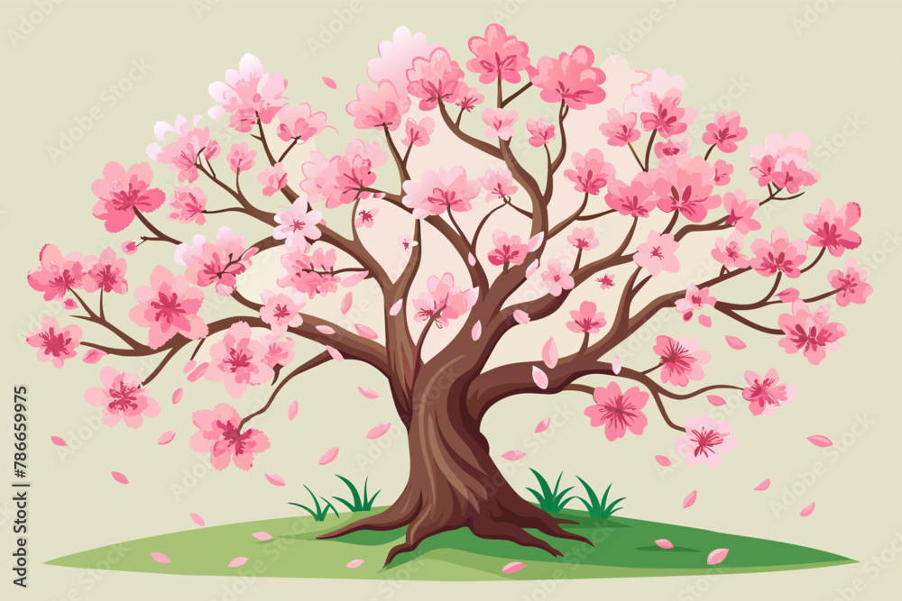 A delicate cherry blossom tree in bloom vector illustration