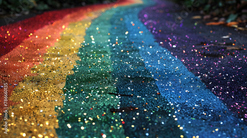 Shiny rainbow colored floor, glitter 
