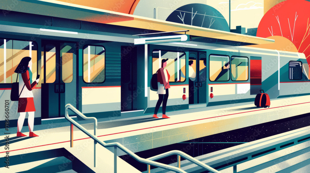 Obraz premium Illustration of a railway station or subway