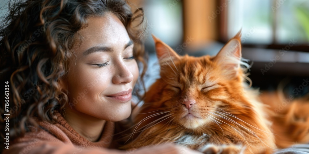 Gracefully Embracing: Woman With Cat Gracefully Embracing: Woman With Cat