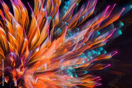 Vibrant Fireworks Texture, Closeup of Colorful Explosion © Ilia Nesolenyi