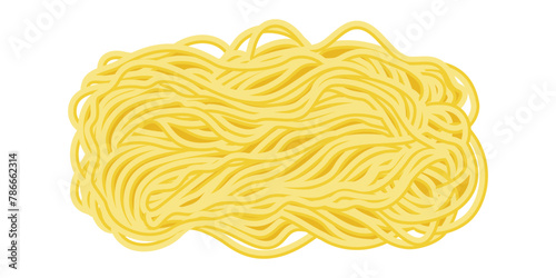 Isolated yellow ramen noodles. Abstract pattern of Italian spaghetti pasta, macaroni. Asian food. Vector illustration.