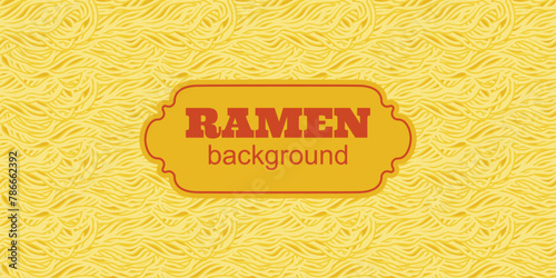 Asian ramen noodles background. Seamless pattern with Italian spaghetti pasta. Wavy texture with noodles. Vector illustration.