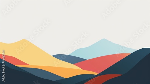 Colorful abstract landscape with rolling hills.