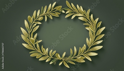 Golden olive branch wreath in bright colours 