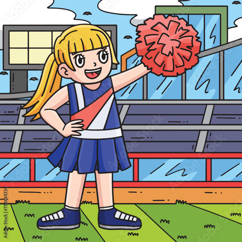 Cheerleading Girl Cheerleader Colored Cartoon 