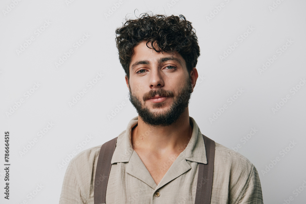 Obraz premium Man face isolated attractive person guy adult background young male portrait caucasian