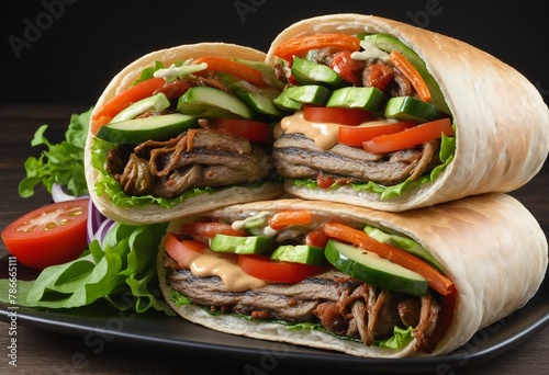 Set of delicious shawarma cut out in bright colours 