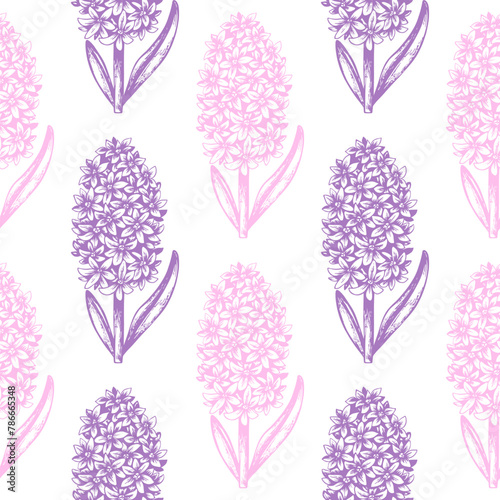 Vintage seamless pattern with hyacinth flowers © artspace
