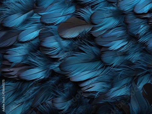 blue and black feathers textured background
