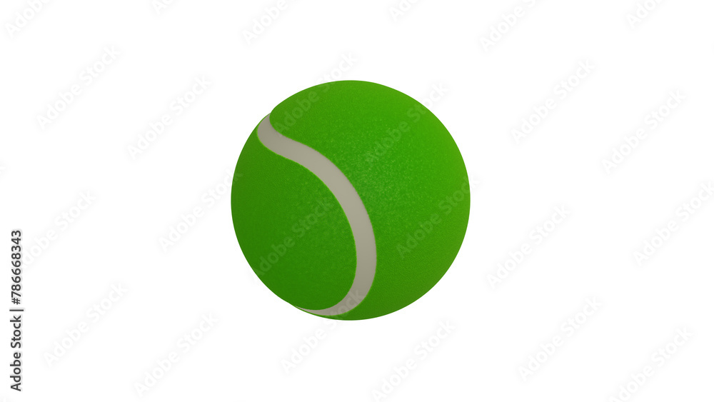 Green ball for tennis isolated on transparent and white background. Sport concept. 3D render