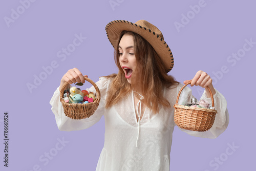 Surprised young woman in ha...