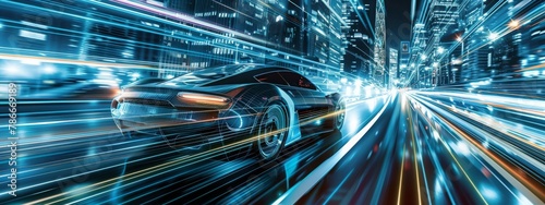 Modern futuristic digital car background.AI generated image