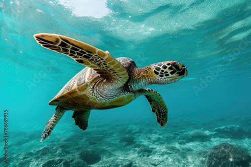 Graceful sea turtles Capturing these majestic creatures gliding through the ocean, Witnessing the serene beauty of sea turtles as they gracefully glide through the crystal-clear waters