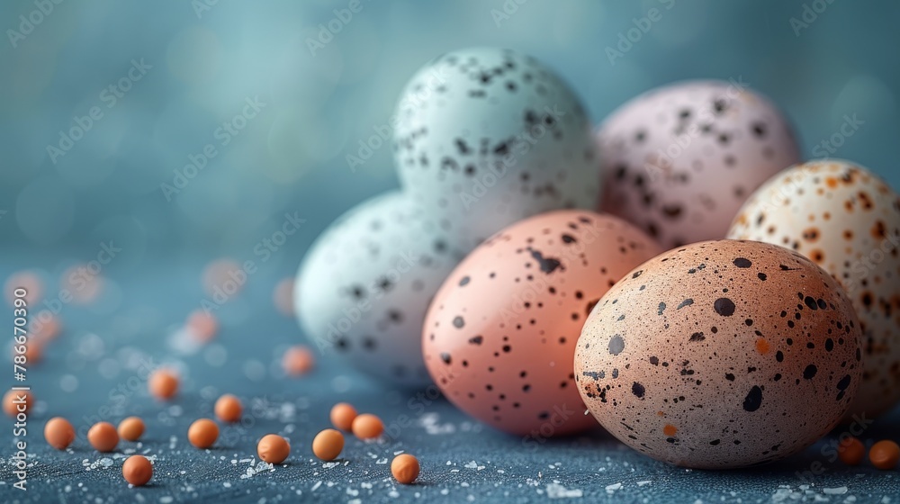 As a background, decorative Easter eggs are displayed.
