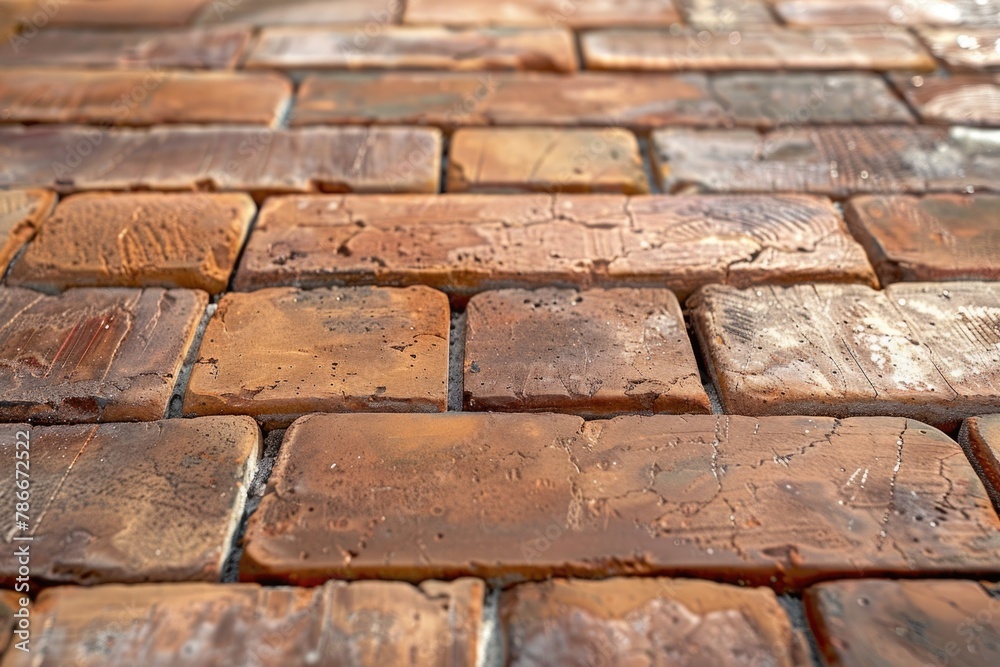 Close up of a cat sitting on a brick floor, suitable for various projects Close up of a cat sitting on a brick floor, suitable for various projects