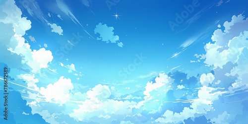 Clear blue manga style sky background,  © JW Studio
