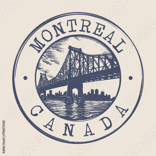 Montreal, Canada Stamp City Postmark. Silhouette Postal Passport. Round Vector Icon. Vintage Postage Design. photo