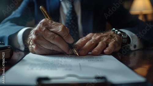 Close up of a person writing on a piece of paper, suitable for educational or office concepts
