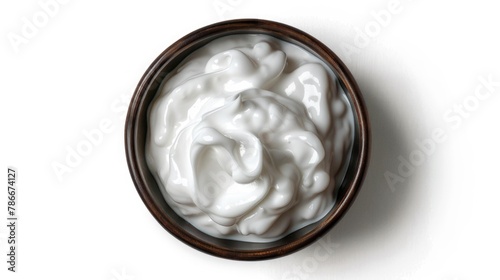 Fresh yogurt in a bowl, suitable for food and health concepts