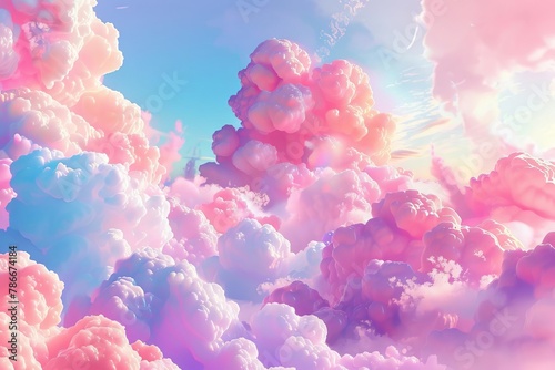 whimsical cotton candy dreamland abstract digital illustration