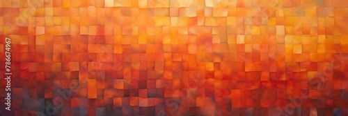 Abstract Painting Fiery Mosaic. Abstract Art With Patchwork Of Sunset Colors. Acrylic Background. Generative AI